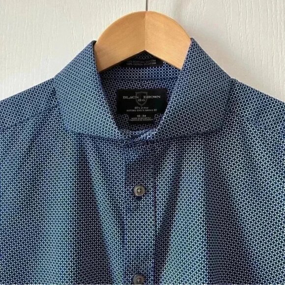 Black Brown 1826 Mens Dress Shirt Non Iron Egyptian Cotton Fitted Blue White 16 - Picture 8 of 14